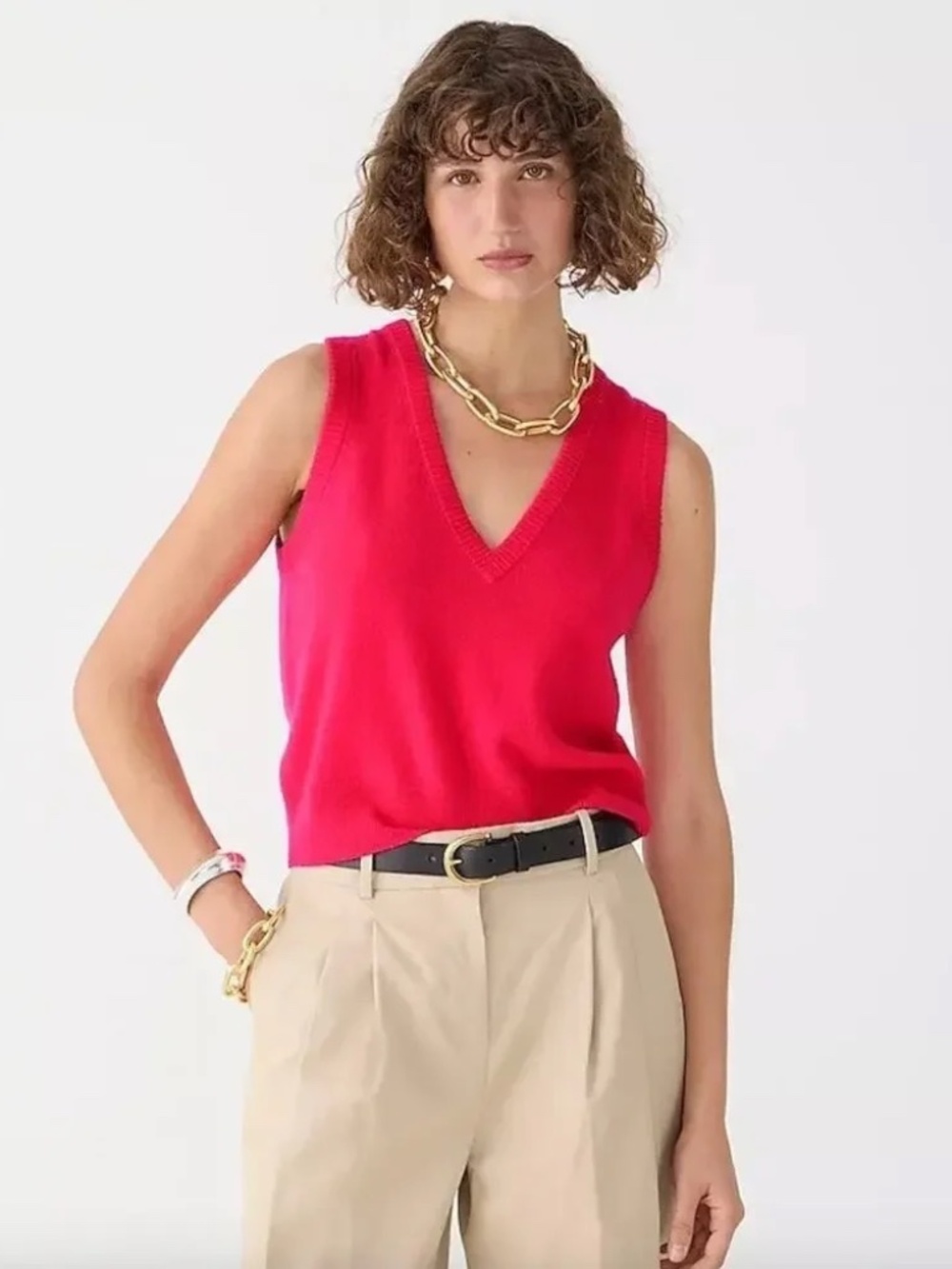 J.Crew Cashmere Sweater Vest Womens Small Neon Berry Pink V Neck NWT BS941